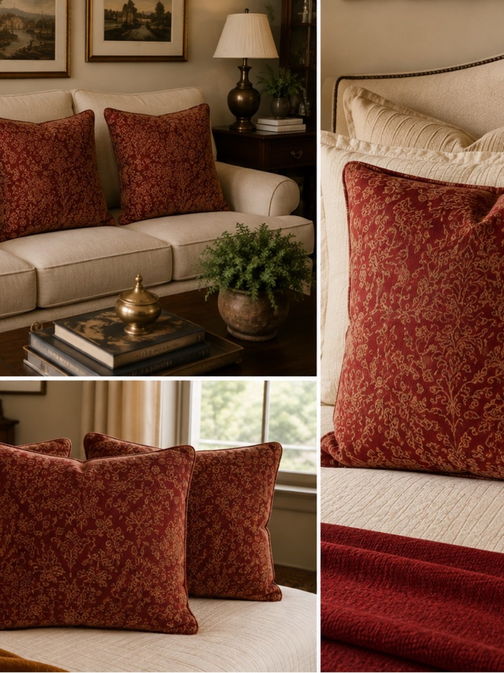 3 Authentic Restoration Hardware 20” Damask Pillow Covers